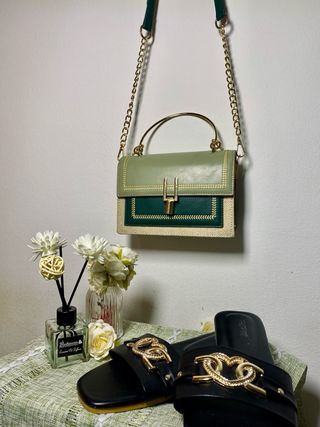 Bolso bandolera verde beige