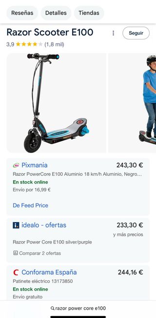 Patinete eléctrico Razor E100 averiado 
