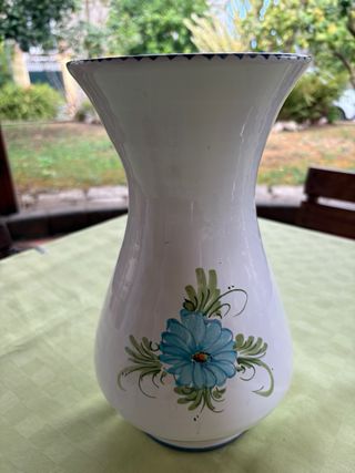 Vaso Ceramica Fiori Blu Dipinti a Mano