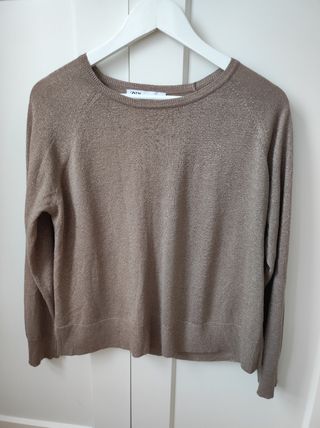 Jersey Zara marrón ✨ con toques dorados 