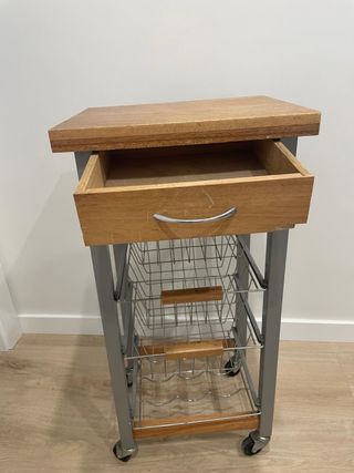 Carrito almacenaje cocina - Madera y metal