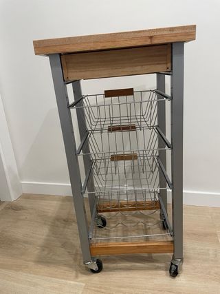 Carrito almacenaje cocina - Madera y metal
