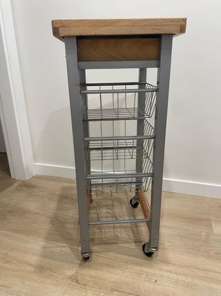 Carrito almacenaje cocina - Madera y metal