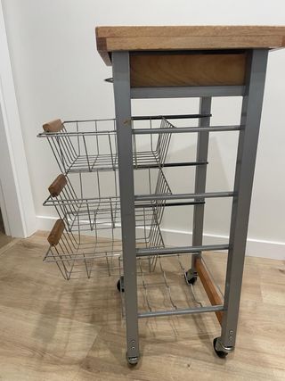 Carrito almacenaje cocina - Madera y metal