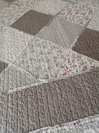 Copriletto singolo trapuntato beige-verde