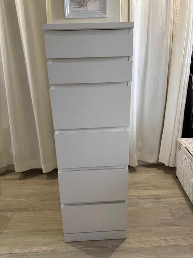 Cómoda 6 cajones blanca con espejo