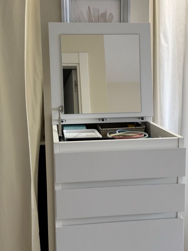 Cómoda 6 cajones blanca con espejo