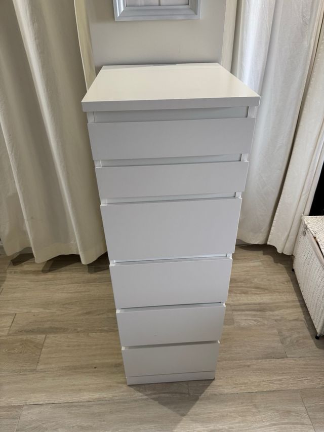 Cómoda 6 cajones blanca con espejo