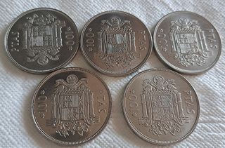 Lote de 5 Monedas 100 Pesetas de 1975 nuevas