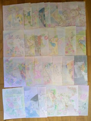 Papeleria vintage: 32 conjuntos. 
(Carta y sobre)