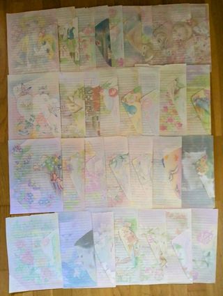 Papeleria vintage: 32 conjuntos. 
(Carta y sobre)