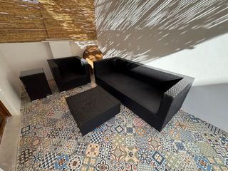 Conjunto jardín ratán negro