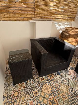 Conjunto jardín ratán negro
