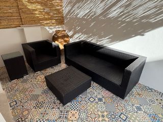 Conjunto jardín ratán negro