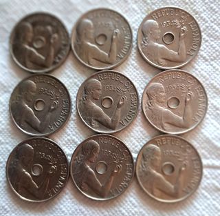 9 monedas 25 céntimos de 1934 de la republica 