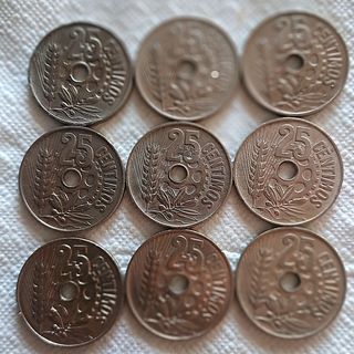 9 monedas 25 céntimos de 1934 de la republica 