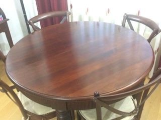 Mesa redonda extensible madera salón - 4 sillas