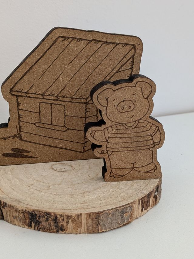 Material de madera cuento "Los 3 cerditos" 