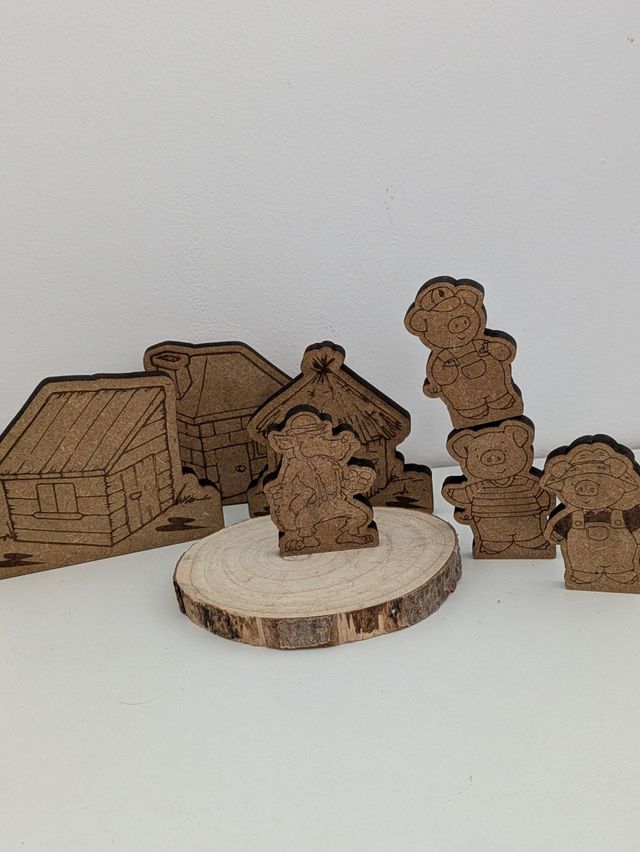 Material de madera cuento "Los 3 cerditos" 