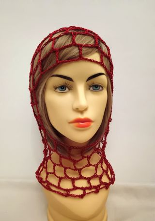Balaclava rossa lurex a rete