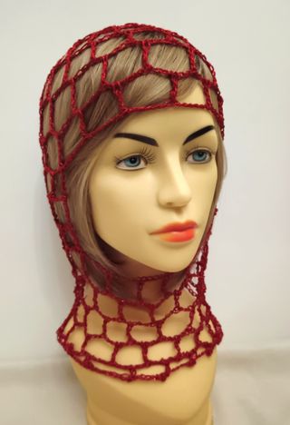 Balaclava rossa lurex a rete