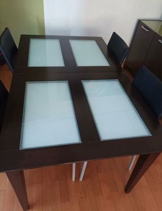 Mesa comedor 4 sillas - Negro/Marrón