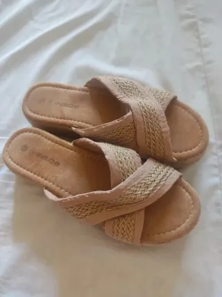 Sandalias plataforma esparto beige - 41