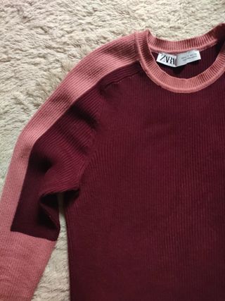 Jersey crop rosa y burdeos