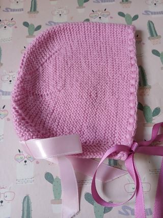 Capota bebé tejida a mano talla 12 meses