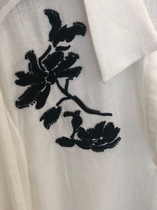 Camisa Zara blanca bordada - T-S