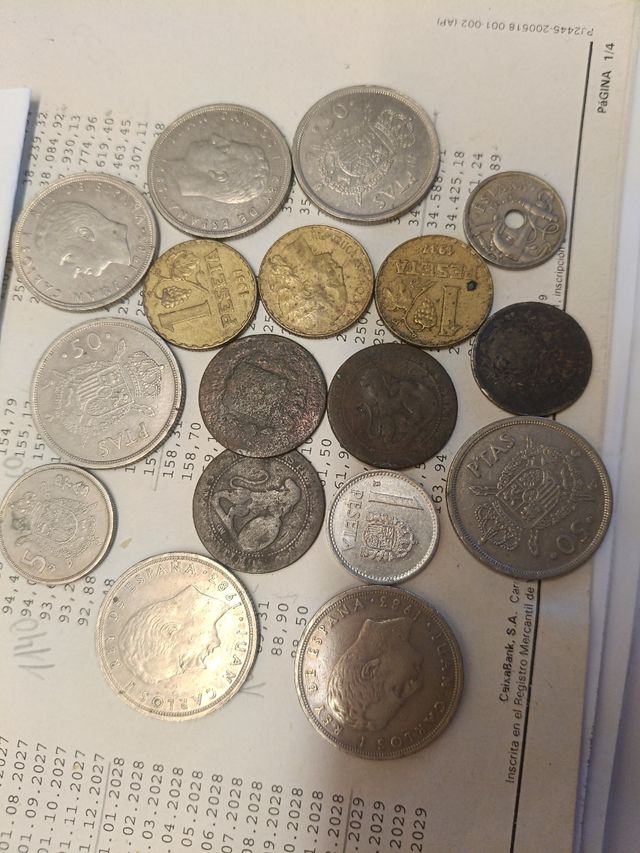 Lote Monedas España 50 Ptas Y 5 Ptas, 1 Ptas