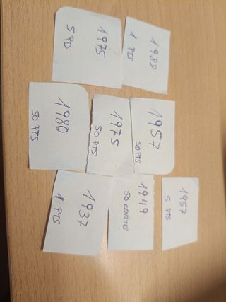 Lote Monedas España 
50 Ptas
Y  5 Ptas, 1 Ptas 