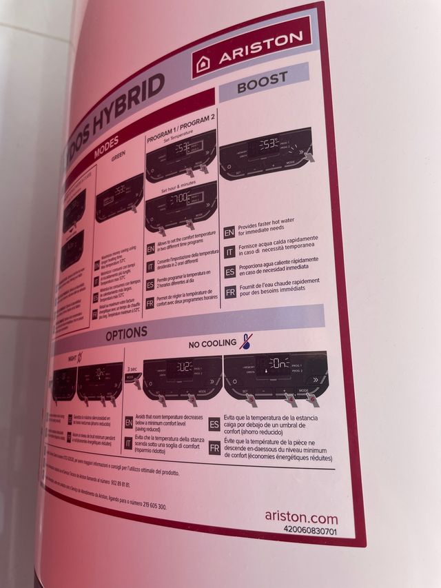 Calentador aerotermia Ariston Lydos Hybrid 100 l