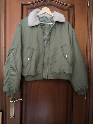 Cazadora bomber Zara - Verde - Talla 13-14