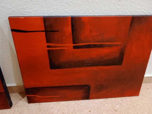 Cuadro abstracto rojo y negro