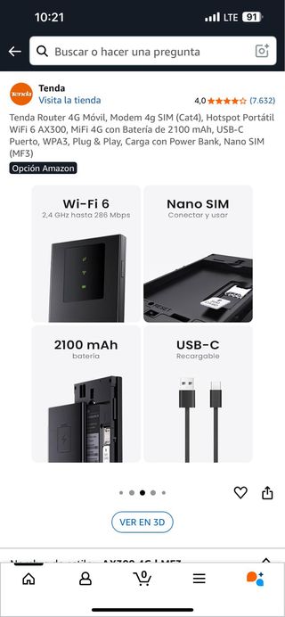 Tenda 4G LTE Móvil WiFi - MF3