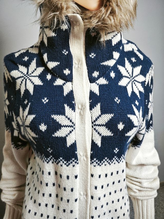 Cárdigan vintage H&M L.O.G.G. estampado nórdico XL