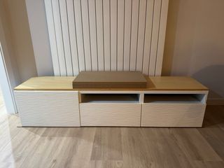 Mueble TV salón - blanco y marrón