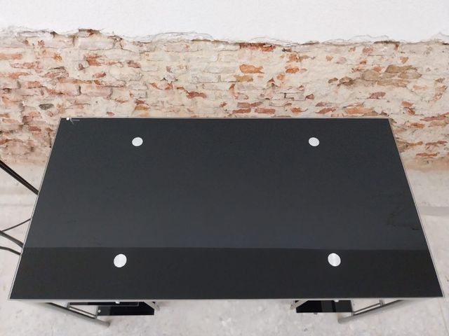 Mesa escritorio cristal negro plata
