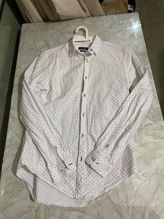 Camisa lunares hombre blanco-azul
