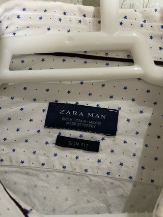 Camisa lunares hombre blanco-azul