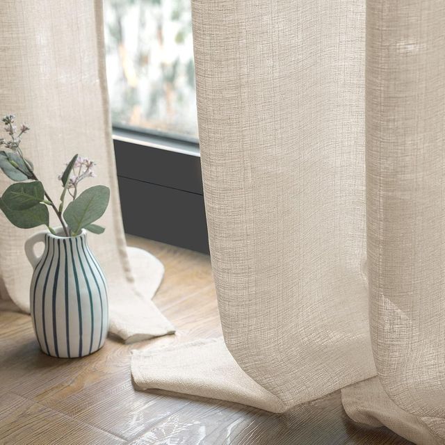 Cortinas tipo lino beige brillante 140x160