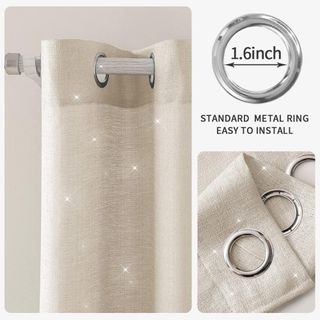 Cortinas tipo lino beige brillante 140x160