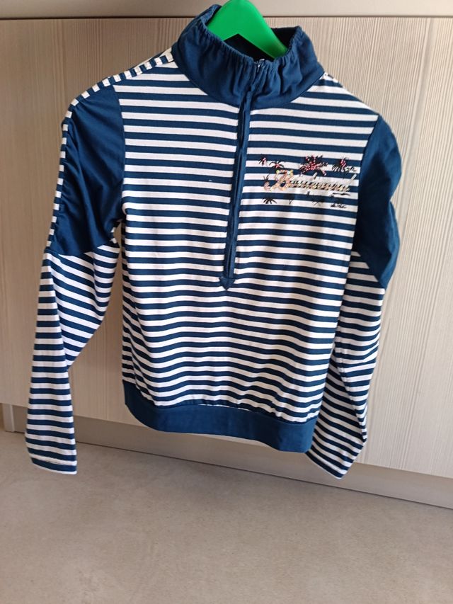 Maglia righe bluette zip
