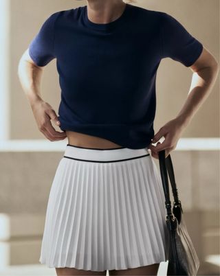 Falda pantalón plisada blanca