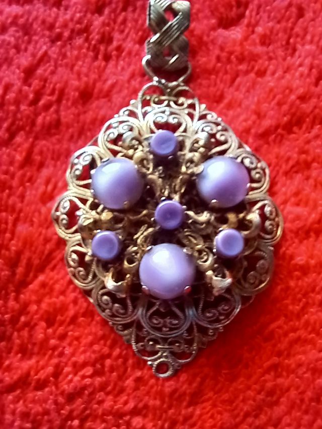 Ciondolo filigrana |perle viola incastonate