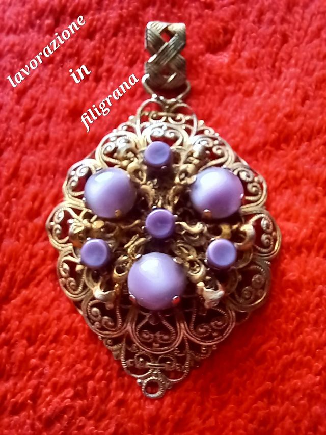 Ciondolo filigrana |perle viola incastonate