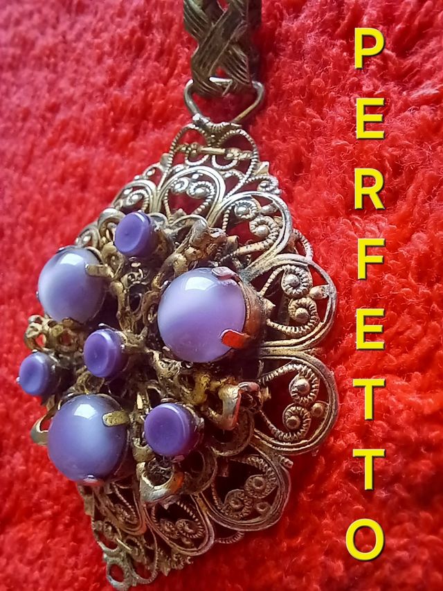 Ciondolo filigrana |perle viola incastonate
