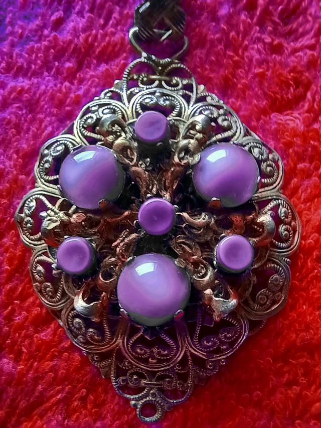 Ciondolo filigrana |perle viola incastonate