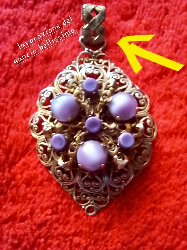 Ciondolo filigrana |perle viola incastonate